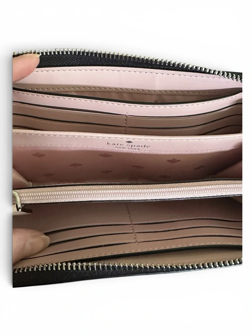 Kate Spade Penguin Novelty Continental Wallet NWT Zip Around Floral Black White